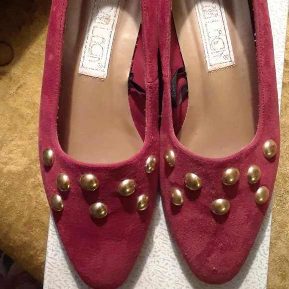 Flats shoes Size: 6.5 vintage Cara Leigh red suede - Picture 1 of 6